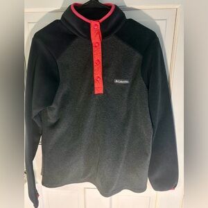 Columbia Black and Gray Fleece Jacket with Pink Trim